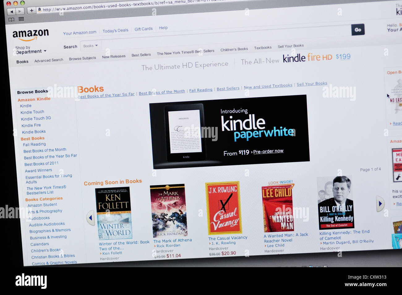Amazon Kindle website - Kindle Stock Photo - Alamy
