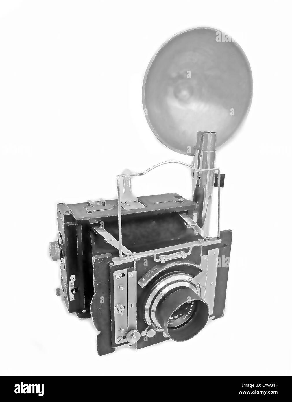 Now that's a Camera ! Press Photographer's camera from 1940's 1950's - made by Peeling and Van Neck (no property release company no longer exists) used to make 9cm x 12cm glass plate negatives. Used by all the national newspapers in the UK. THIS IS AN ILLUSTRATION Stock Photo