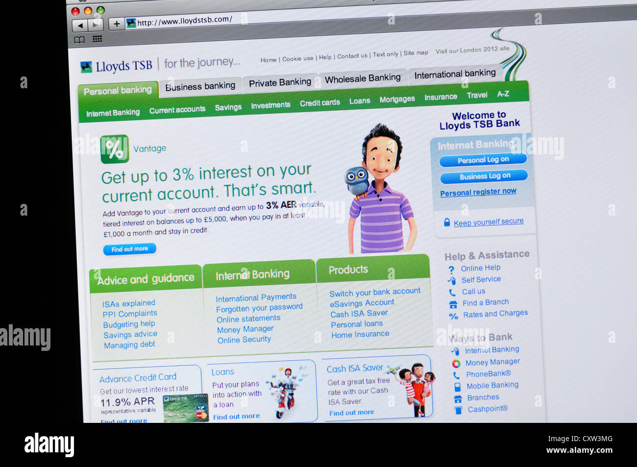 Lloyds website - online personal banking Stock Photo