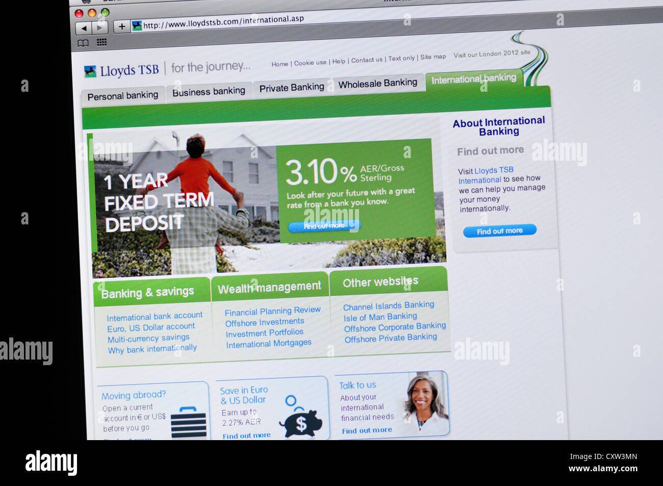 Lloyds website - online international banking Stock Photo
