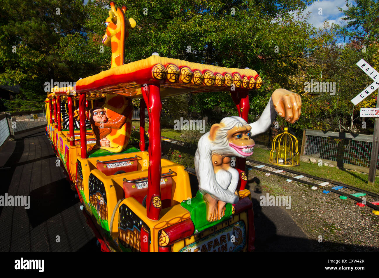Animal train at the Wildwood Wildlife Park Zoo of the Northwoods in