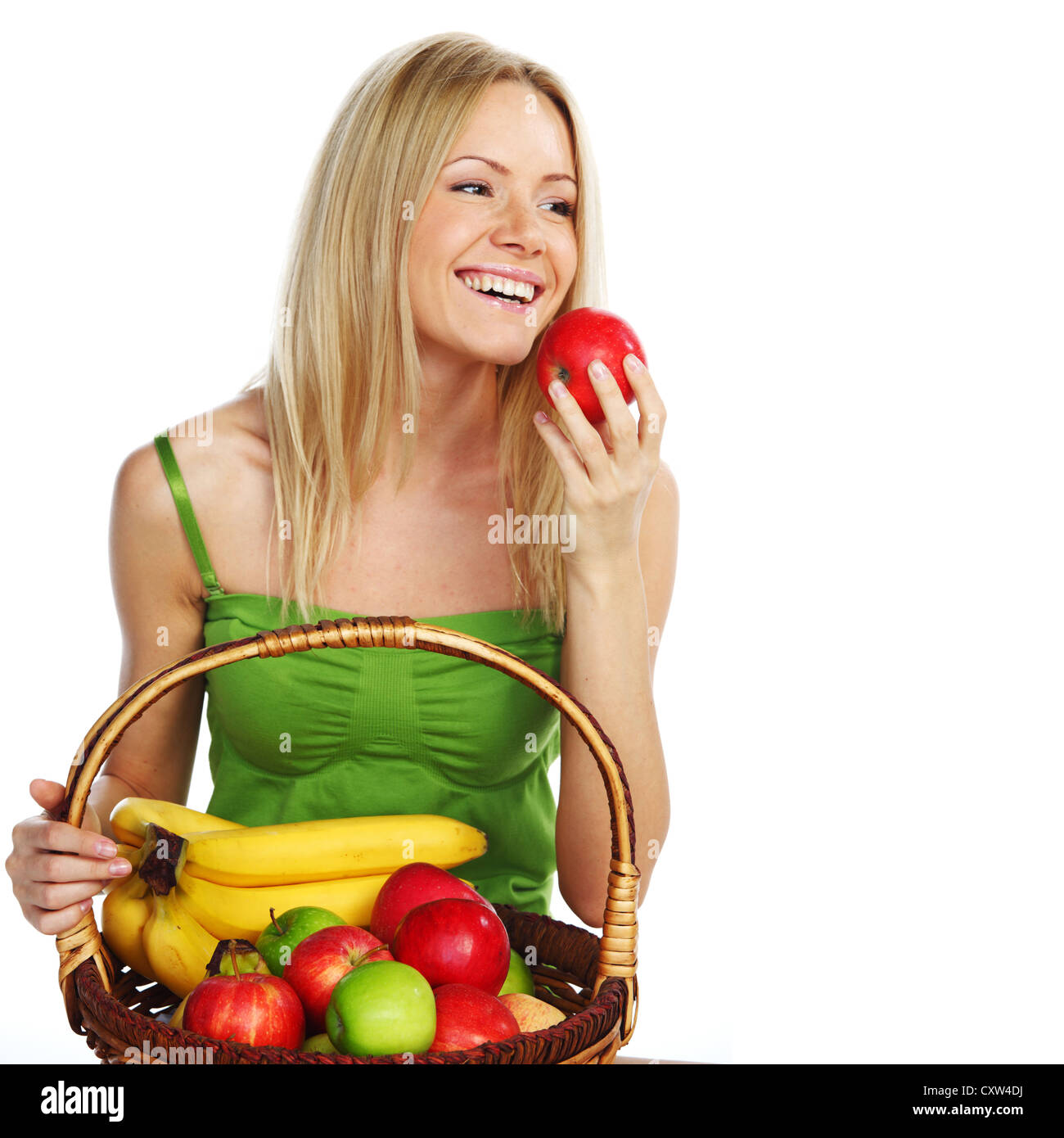 woman holds a basket of fruit Stock Photo - Alamy