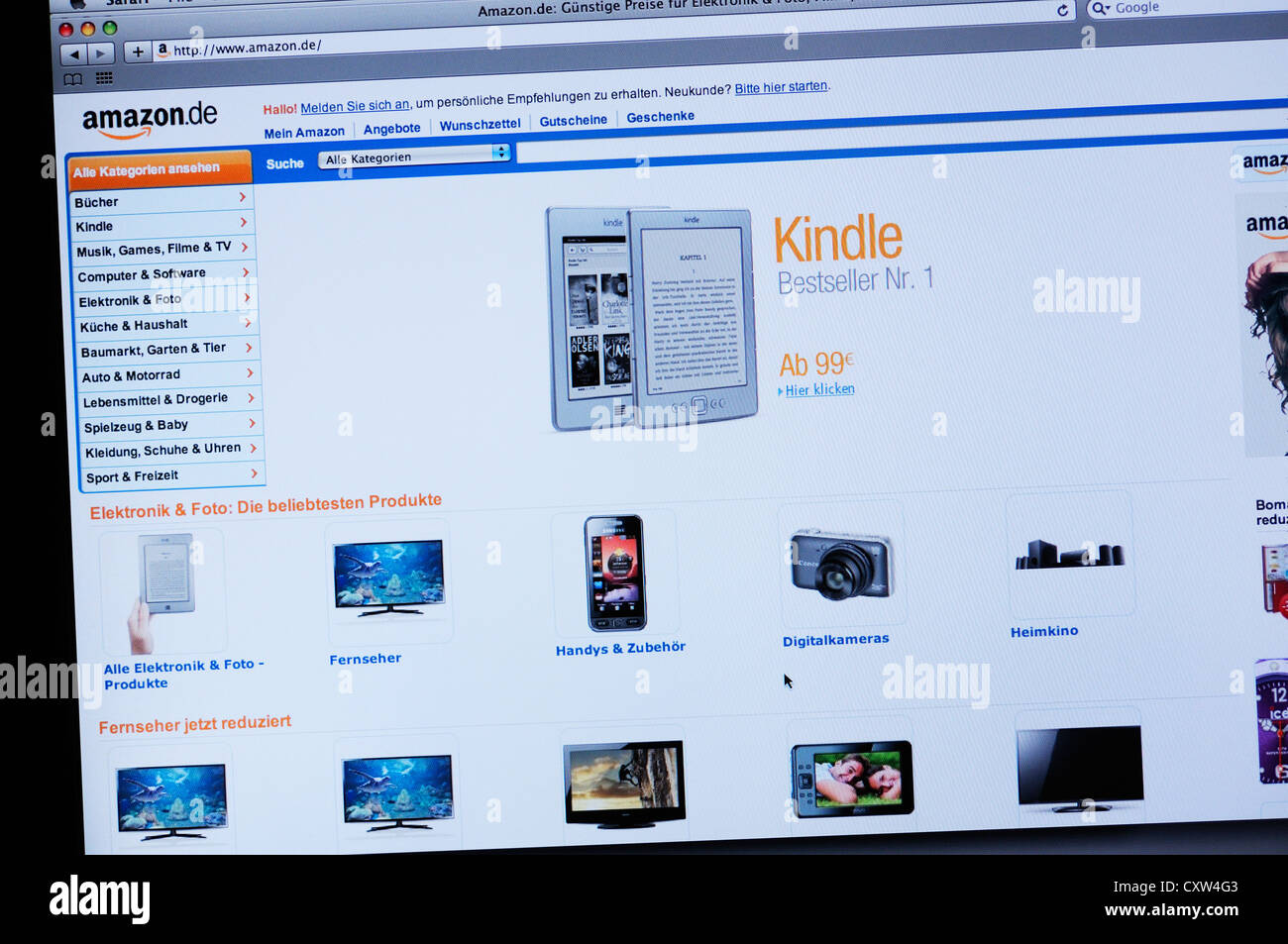 Amazon Germany website - Kindle Stock Photo - Alamy