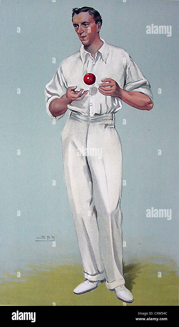BERNARD  BOSANQUET (1877-1936) English cricketer who invented the Googly bowling delivery shown in a Vanity Fair cartoon 1904 Stock Photo
