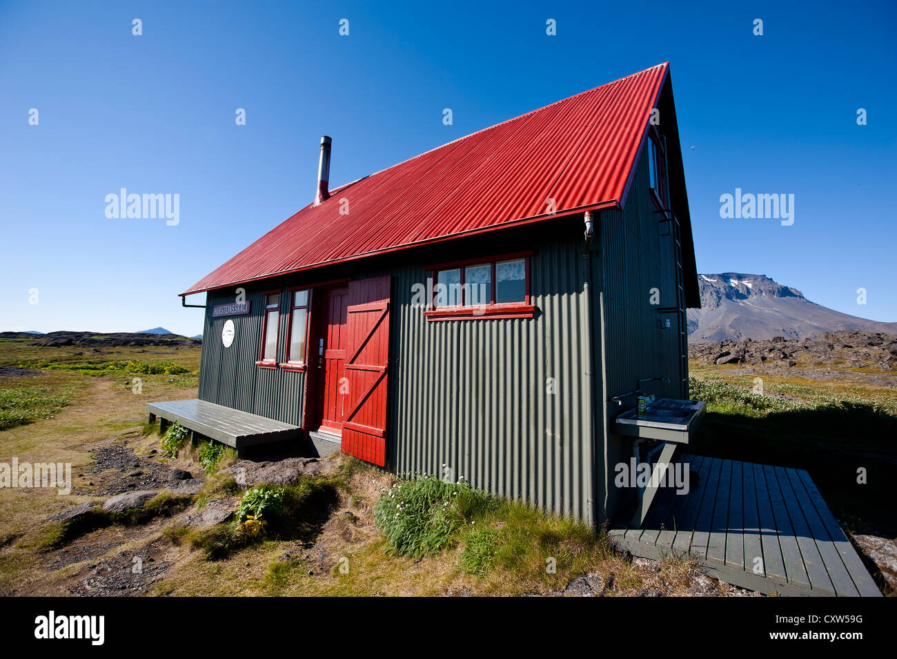 The Askja Trail Þorsteinsskáli hut, Iceland Stock Photo