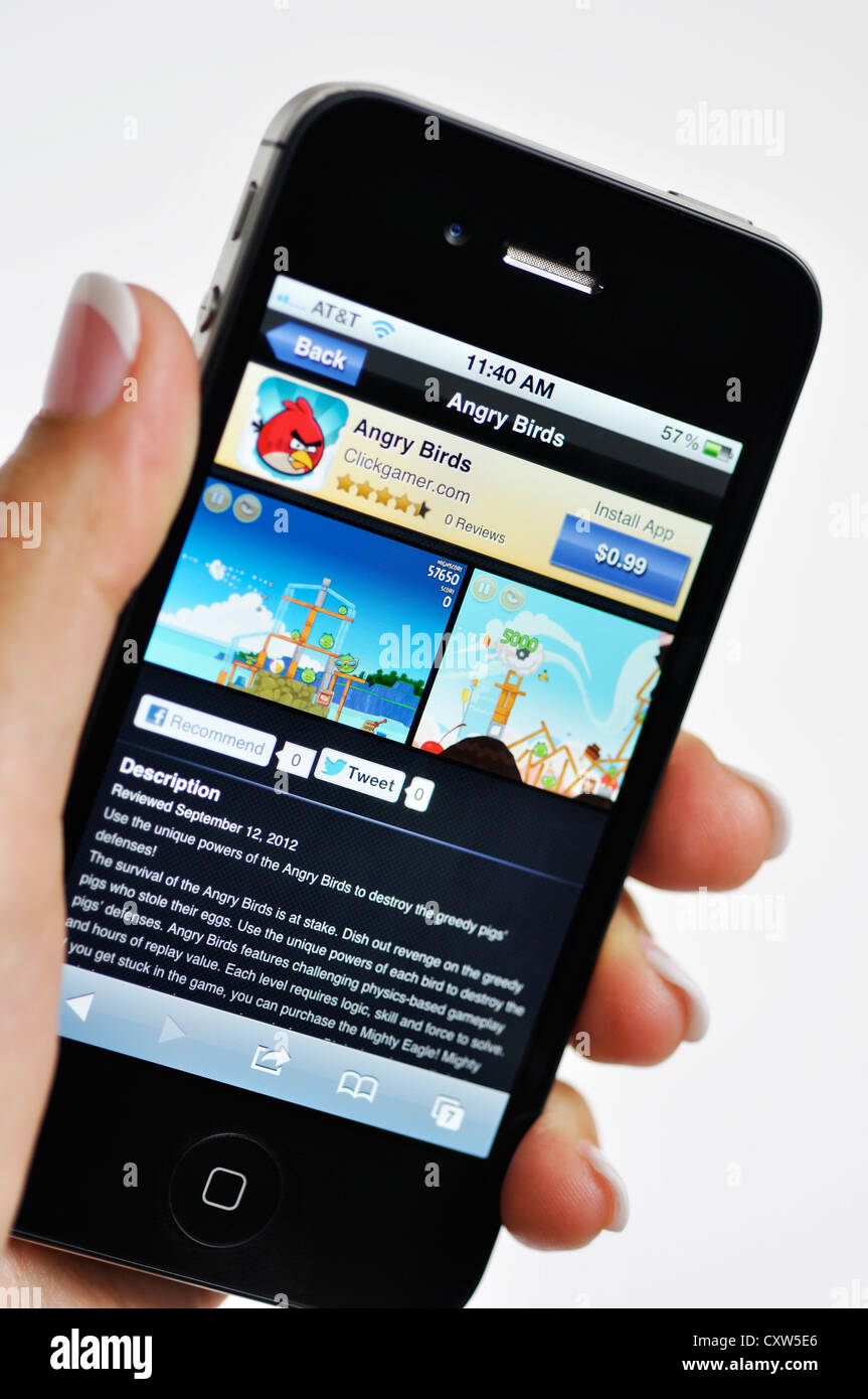 iPhone Angry Birds game Stock Photo Alamy