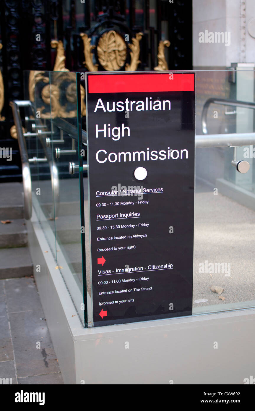 Australian High Commission sign, London, UK Stock Photo