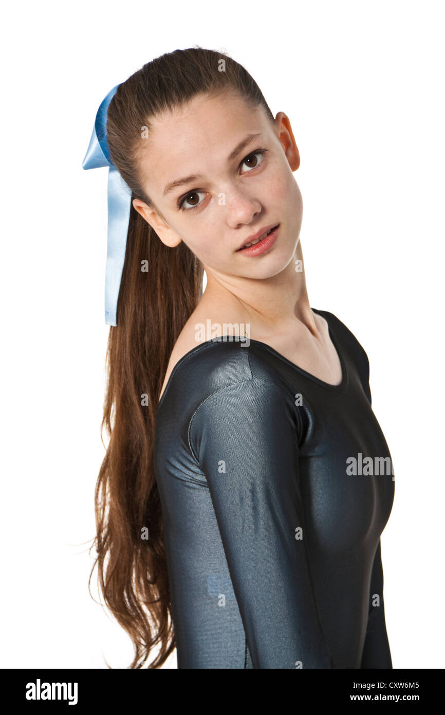 teenage dancer in lyrical / contemporary dance costume stock