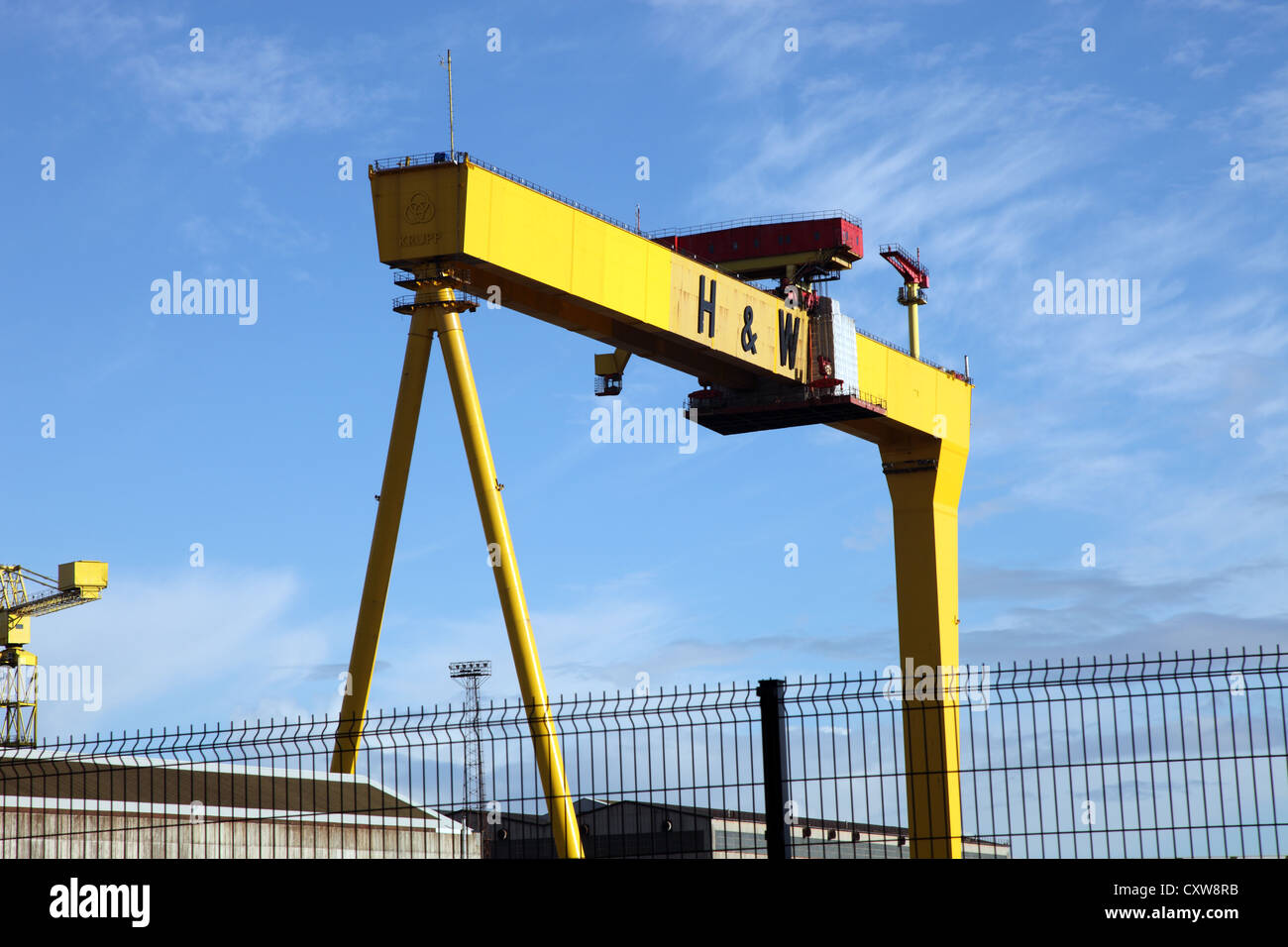 One of two Harland and Woolf cranes nicknamed Samson and Goliath, Belfast, Northern Ireland Stock Photo