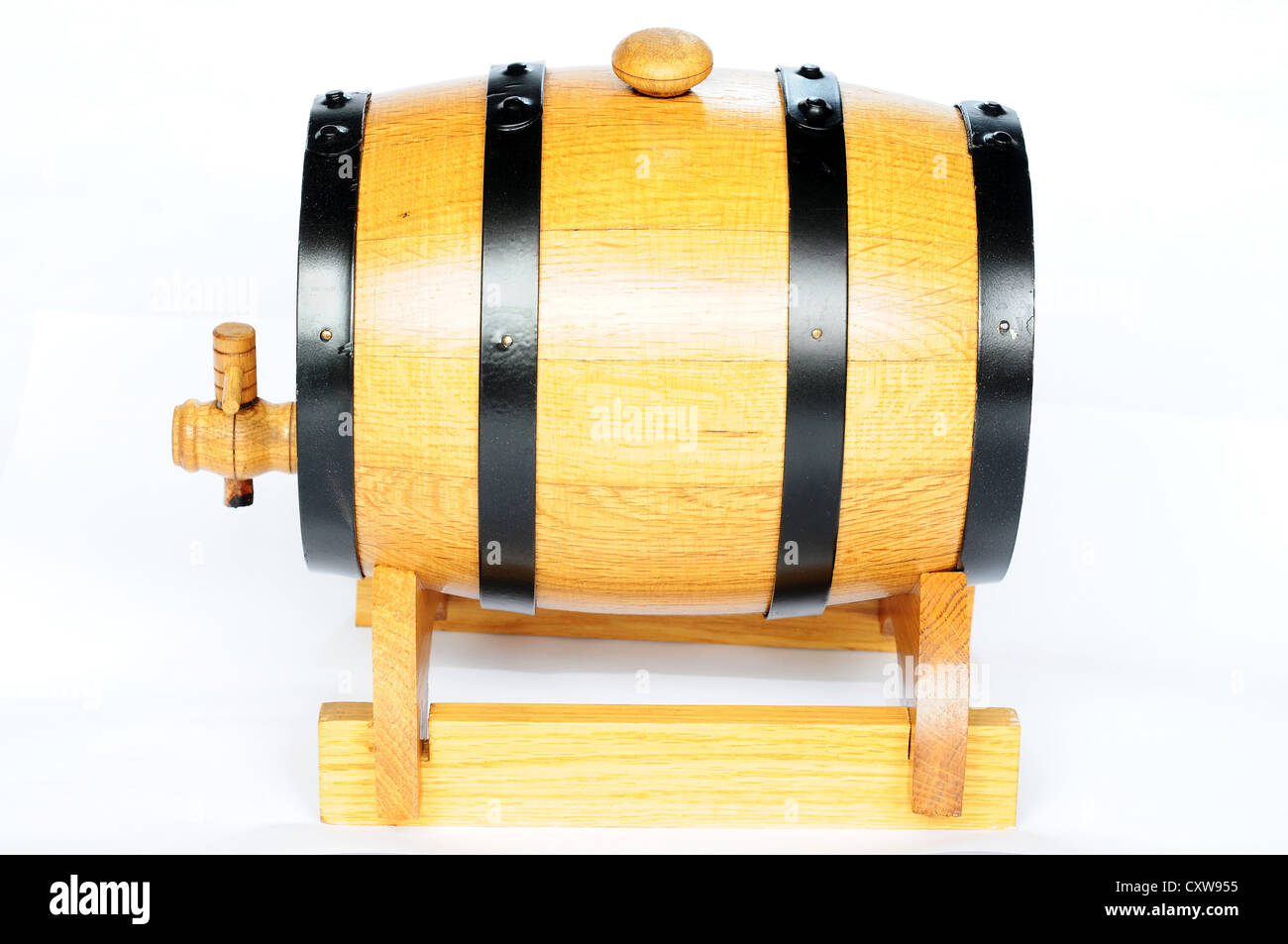 Wooden wine jar on a white background Stock Photo Alamy