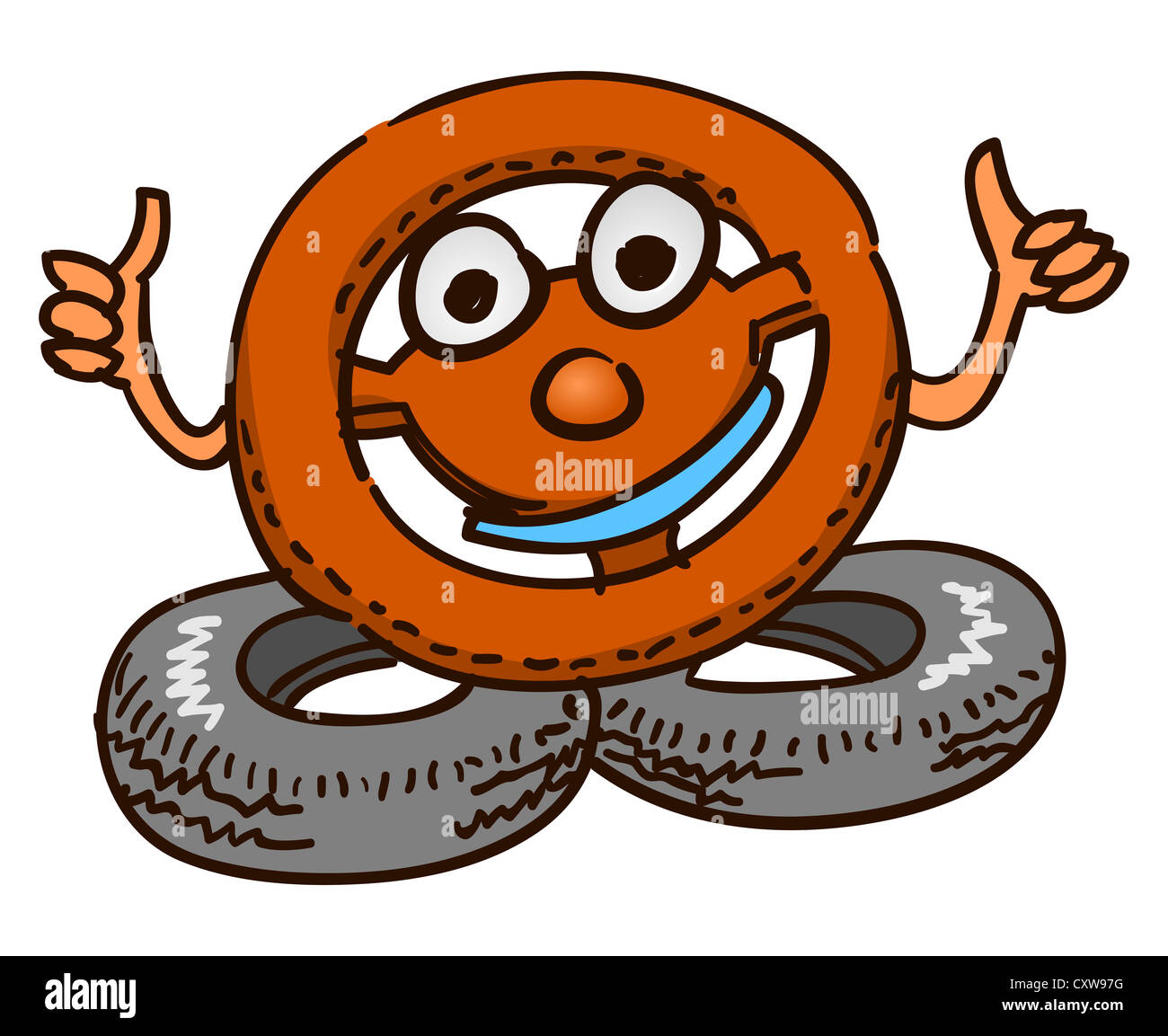 Steering Wheel Mascot Stock Photo