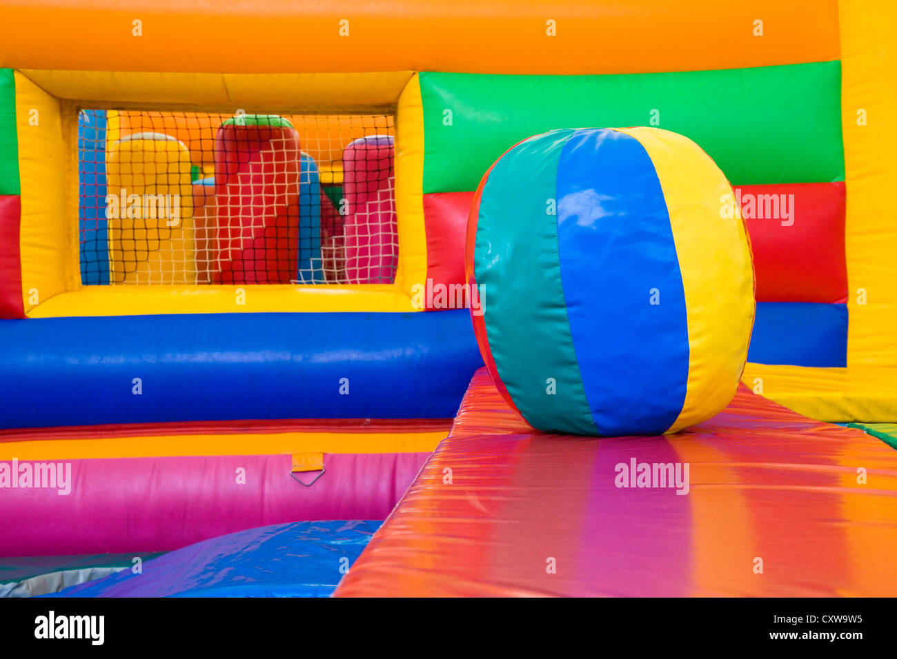 Selective focus on colored balls a in a children play center Stock Photo
