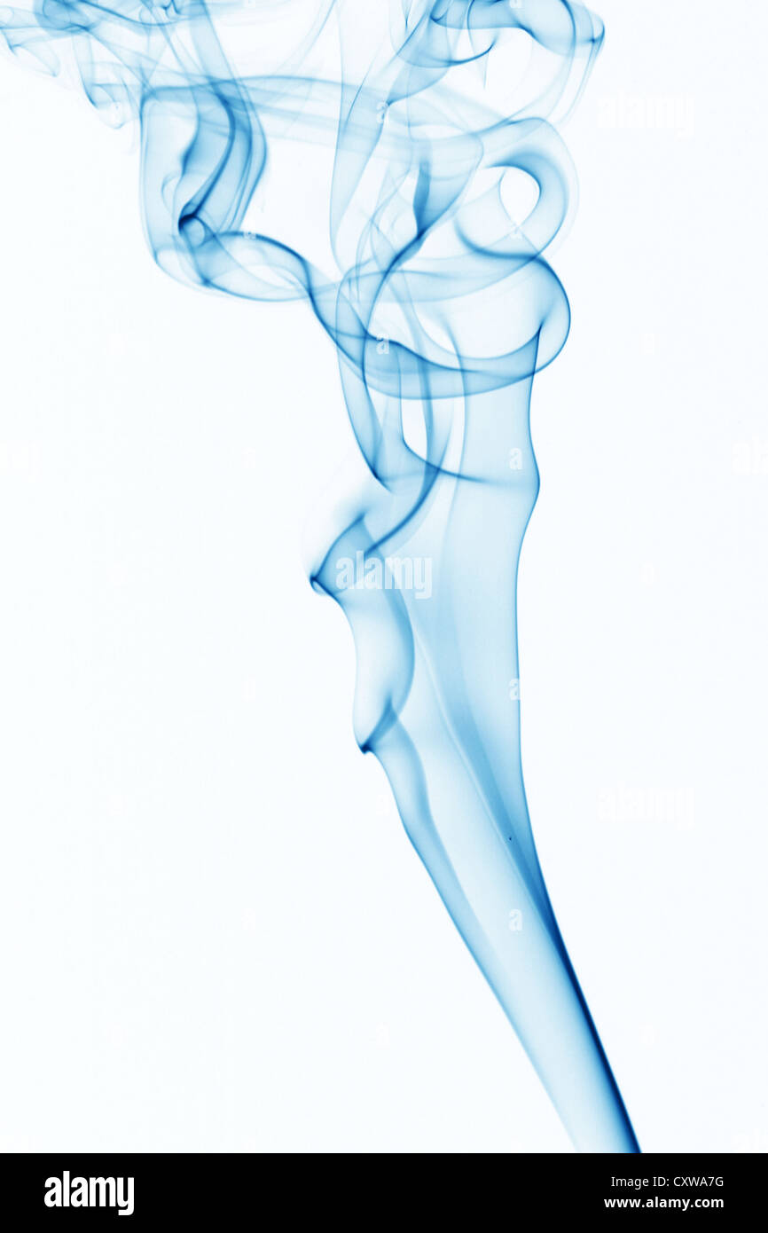 blue smoke on white background Stock Photo - Alamy