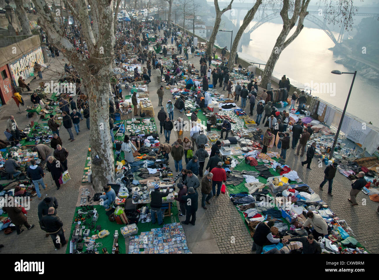 Flea market in Porto Portugal Stock Photo - Alamy