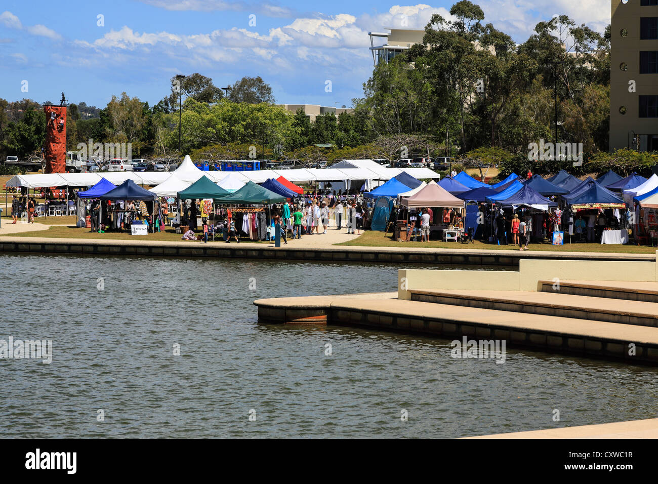 Markets by the lakeside at Bond University Stock Photo