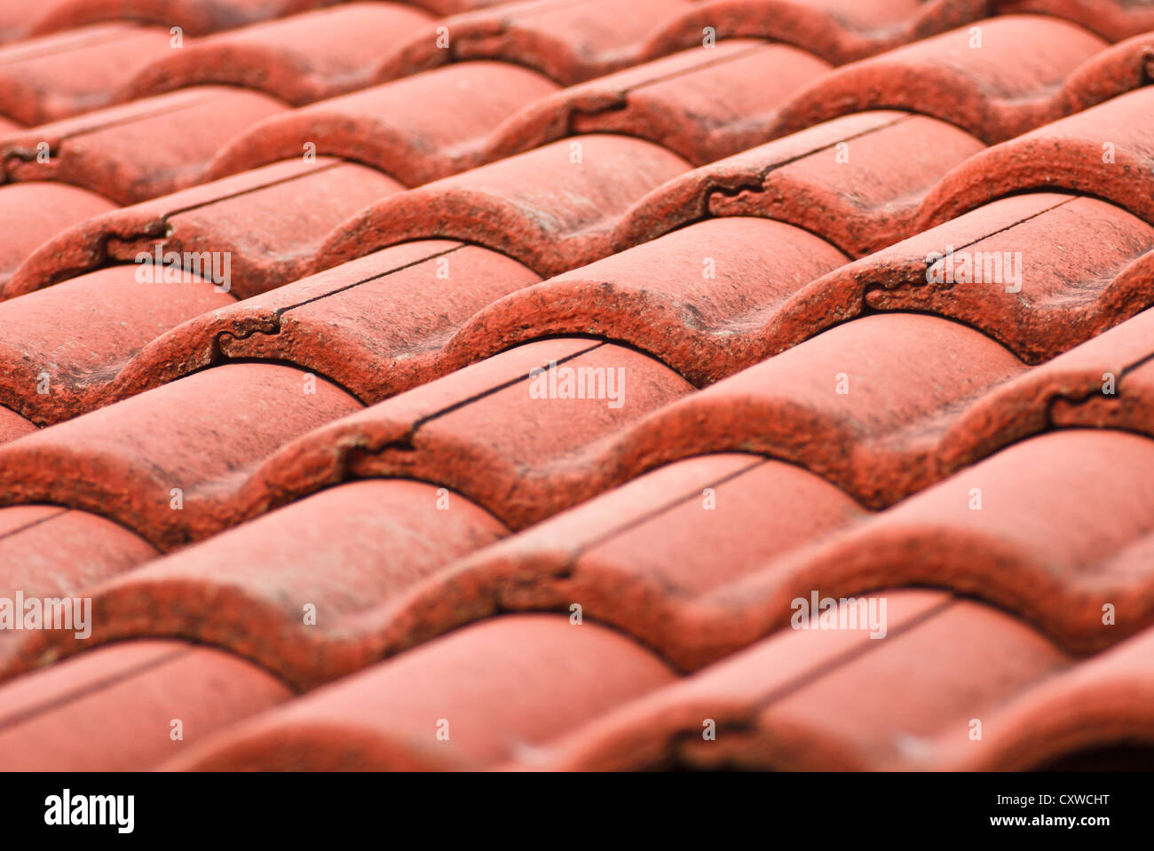 Close up red roof texture Stock Photo