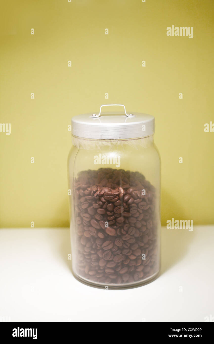 Put the coffee bean jar Stock Photo Alamy