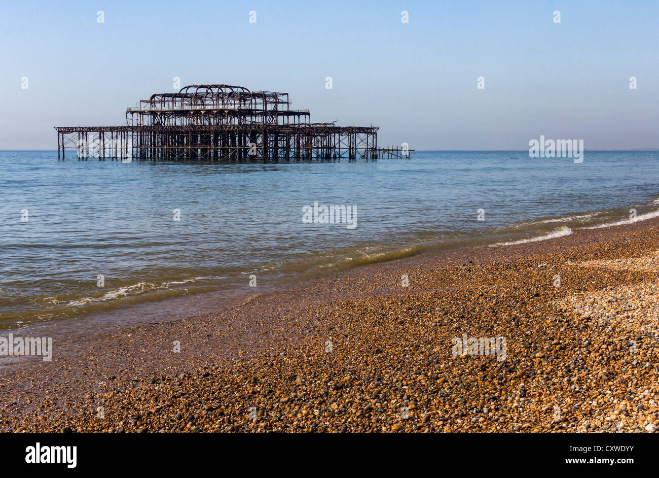 The steel structure of the Brighton West Pier which has been closed