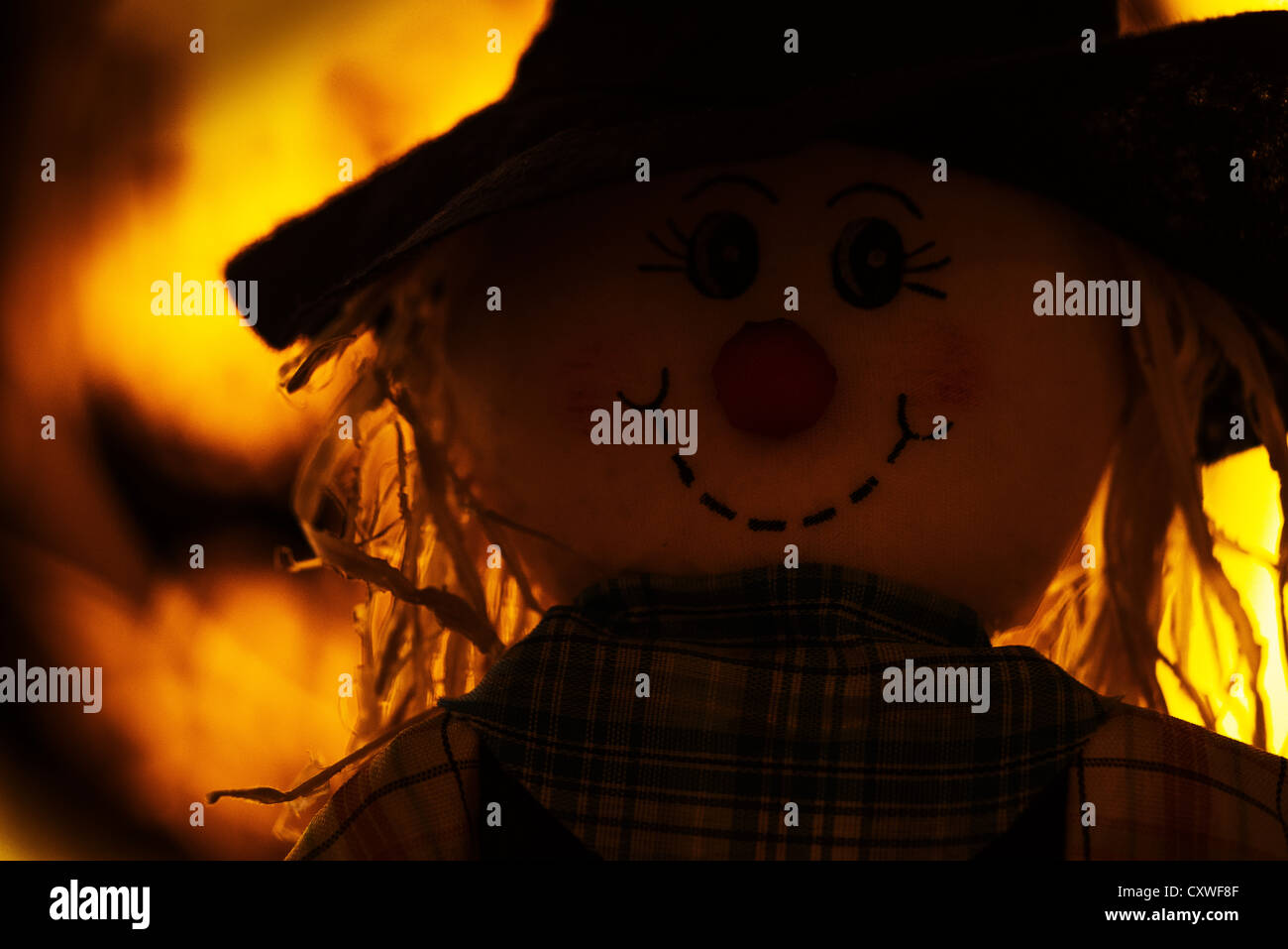 Halloween straw scarecrow doll Stock Photo