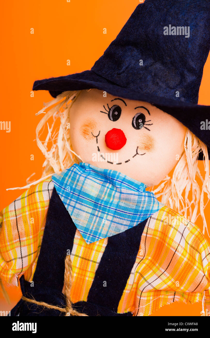 Halloween straw scarecrow doll Stock Photo - Alamy