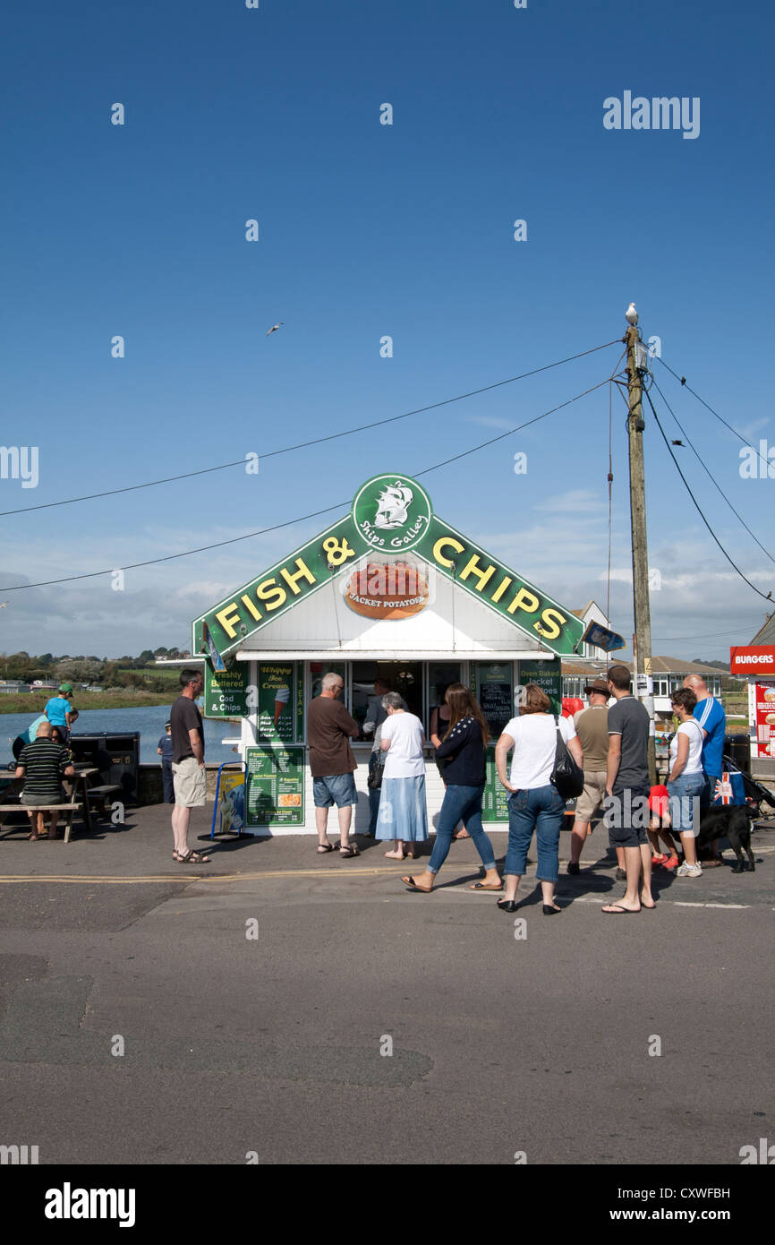 Fish and Chips Kiosk, West Bay Dorset Stock Photo
