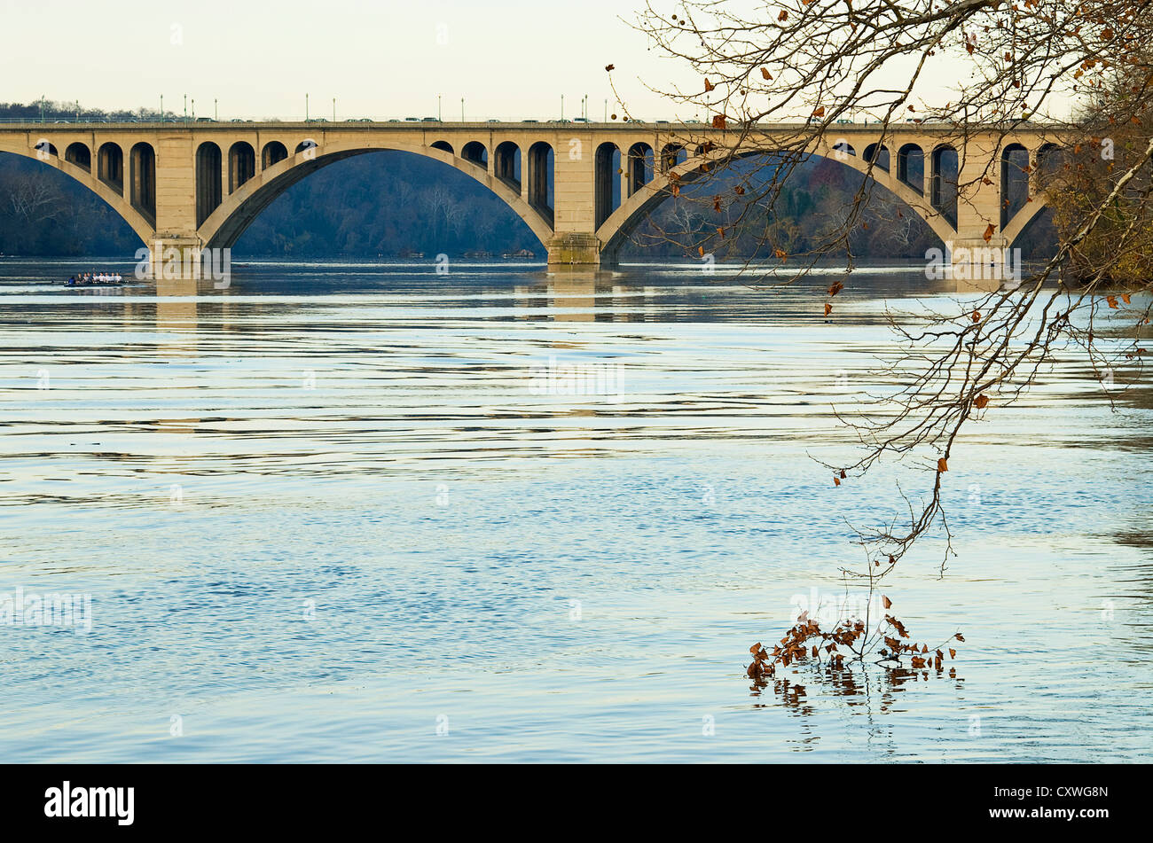Key Bridge, Washington DC, Potomac River Stock Photo