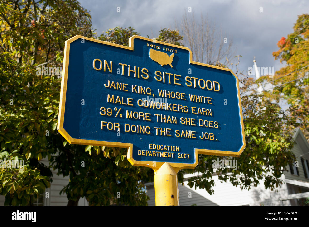 'Alternative' historic marker in Woodstock, New York, Catskills Stock Photo