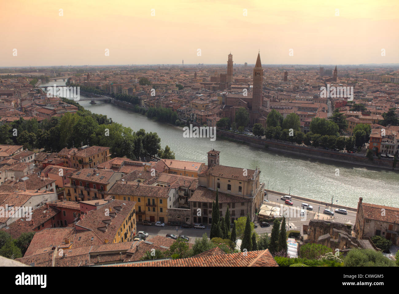 Cityscape of Verona and the Adige River, Verona, Italy Stock Photo - Alamy