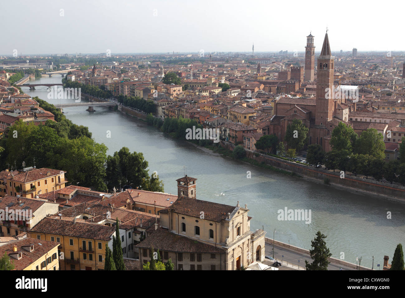 Cityscape of Verona and the Adige River, Verona, Italy Stock Photo - Alamy