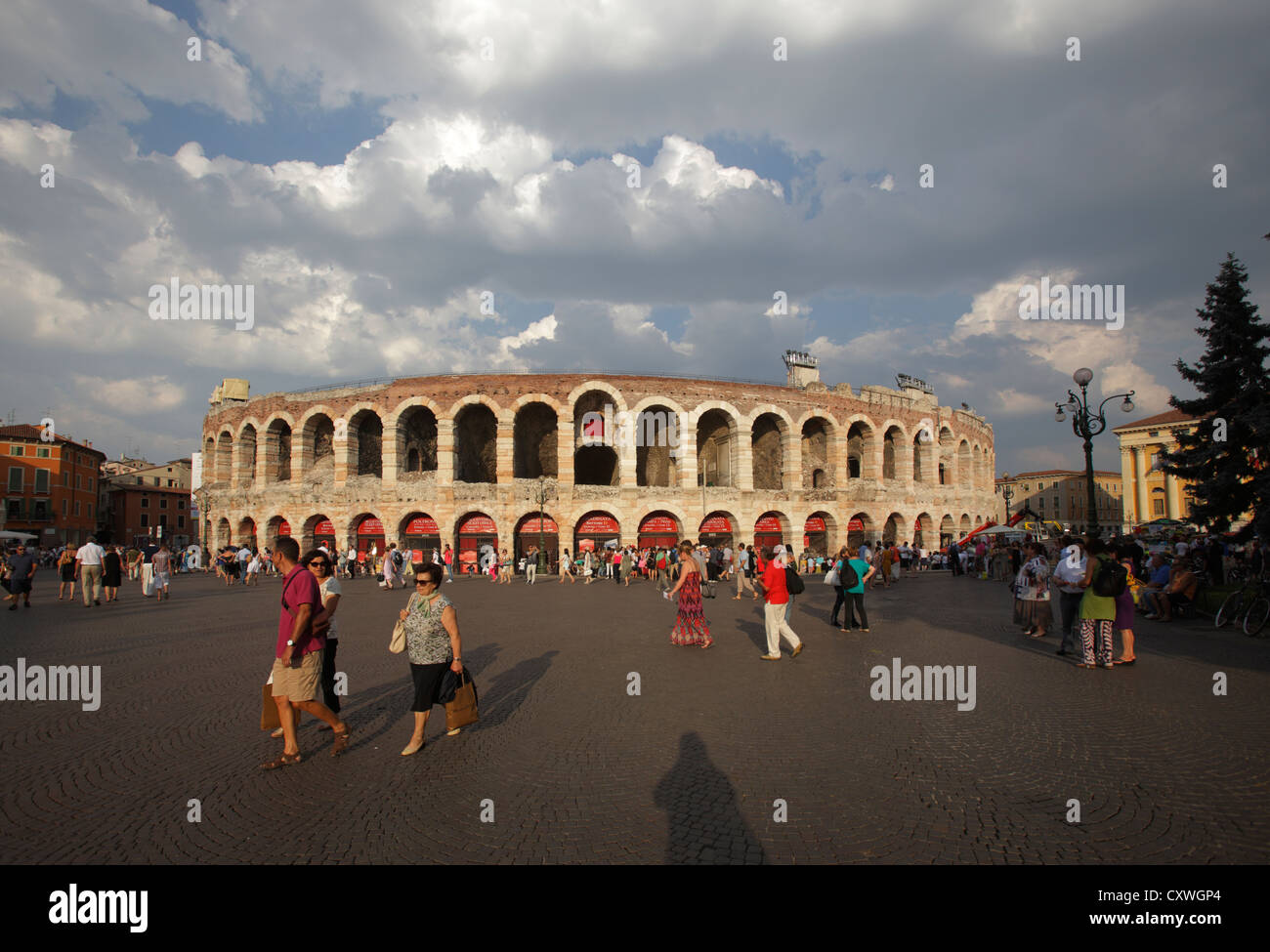 The Roman Arena in Piazza Bra, Verona, Italy Stock Photo