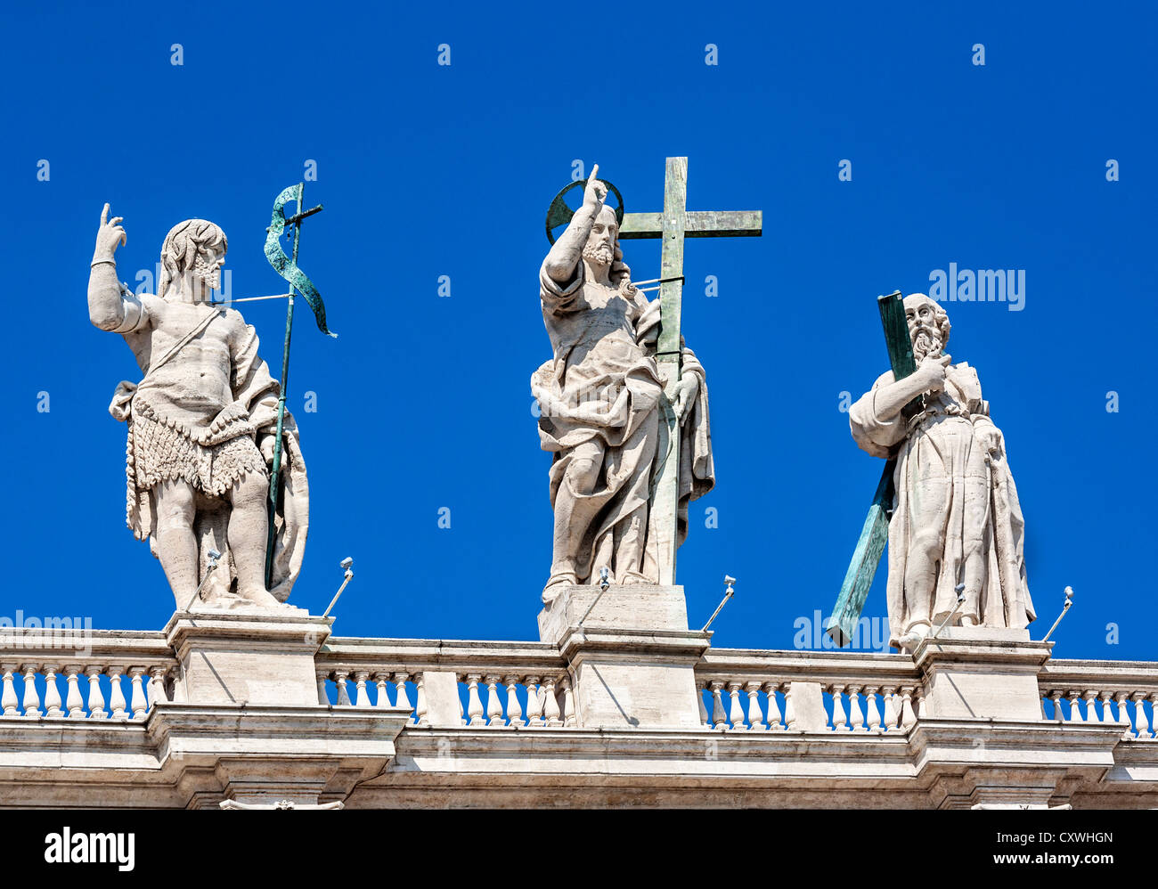 Statue of Jesus Christ & Apostles atop of Saint Peter's Basilica, Vatican City, Rome, Italy