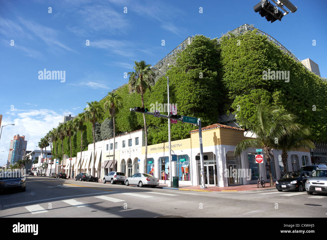 collins ave shopping street in miami south beach florida usa Stock