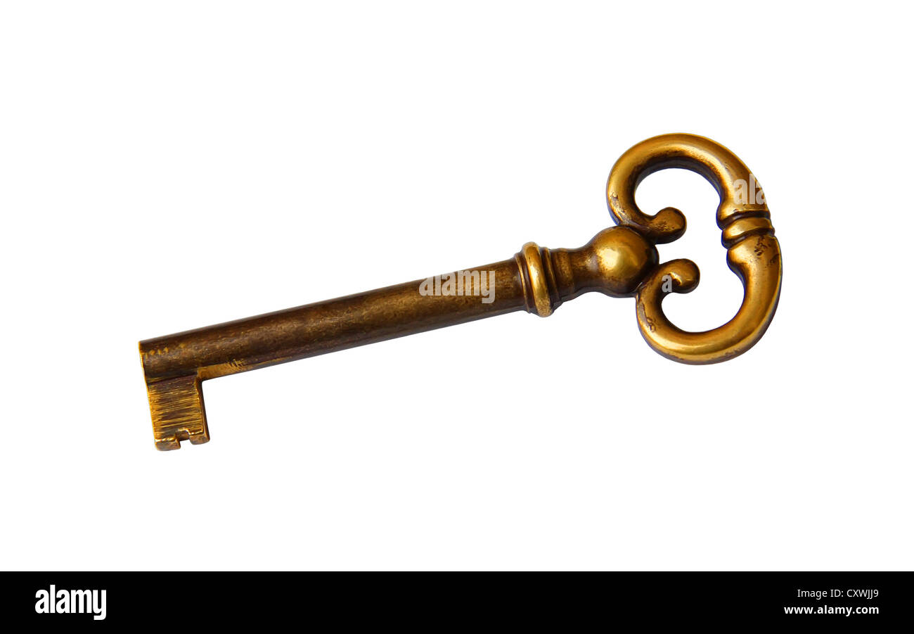 Closeup image of antique key on white background Stock Photo