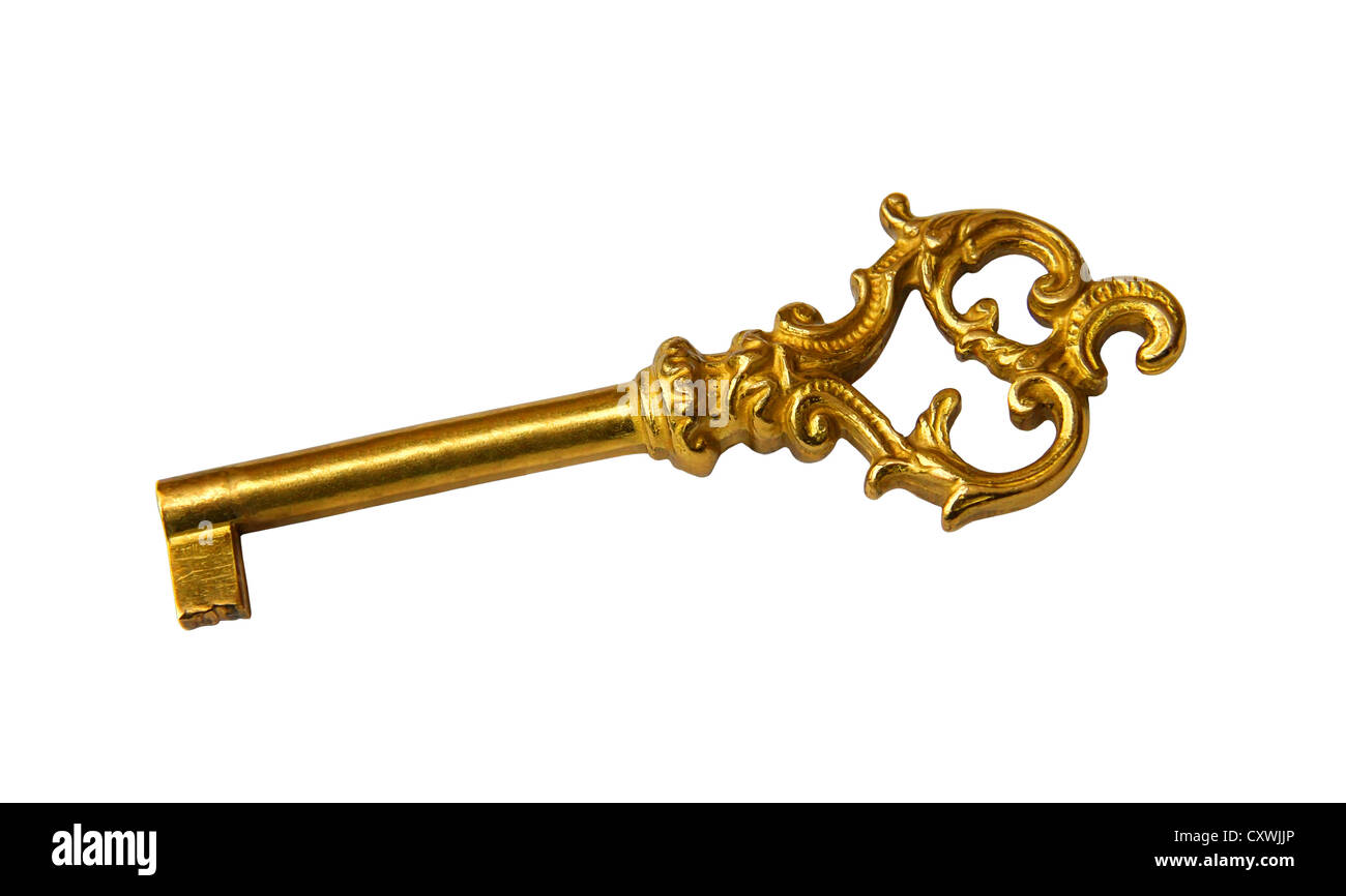 Closeup image of antique key on white background Stock Photo
