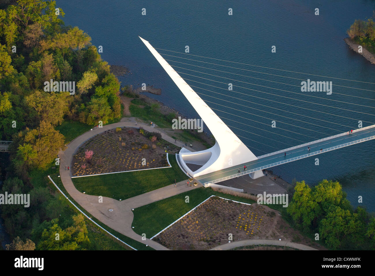 Aerial view of the Sundial Bridge, Redding, California Stock Photo Alamy