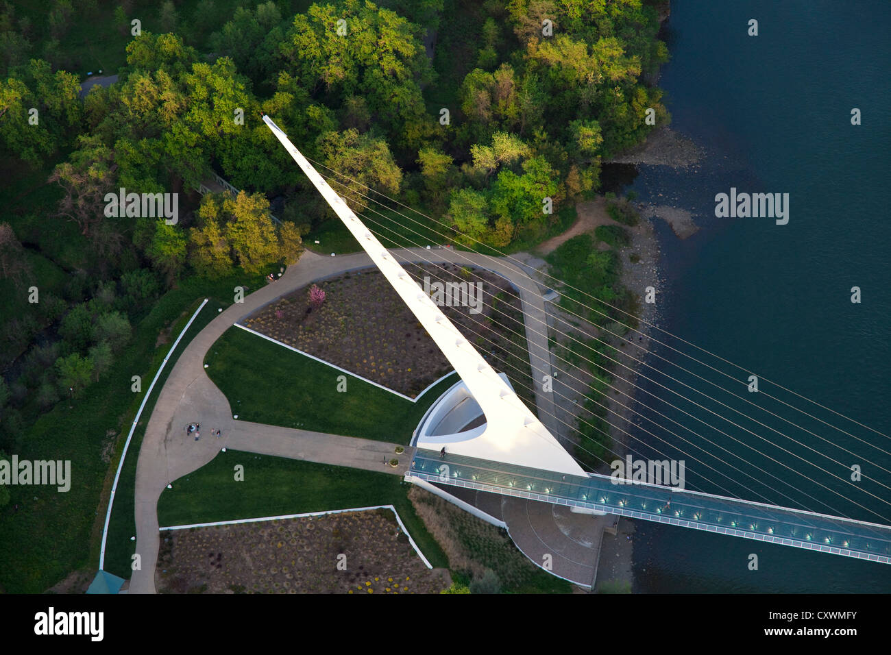 Aerial view of the Sundial Bridge, Redding, California Stock Photo Alamy