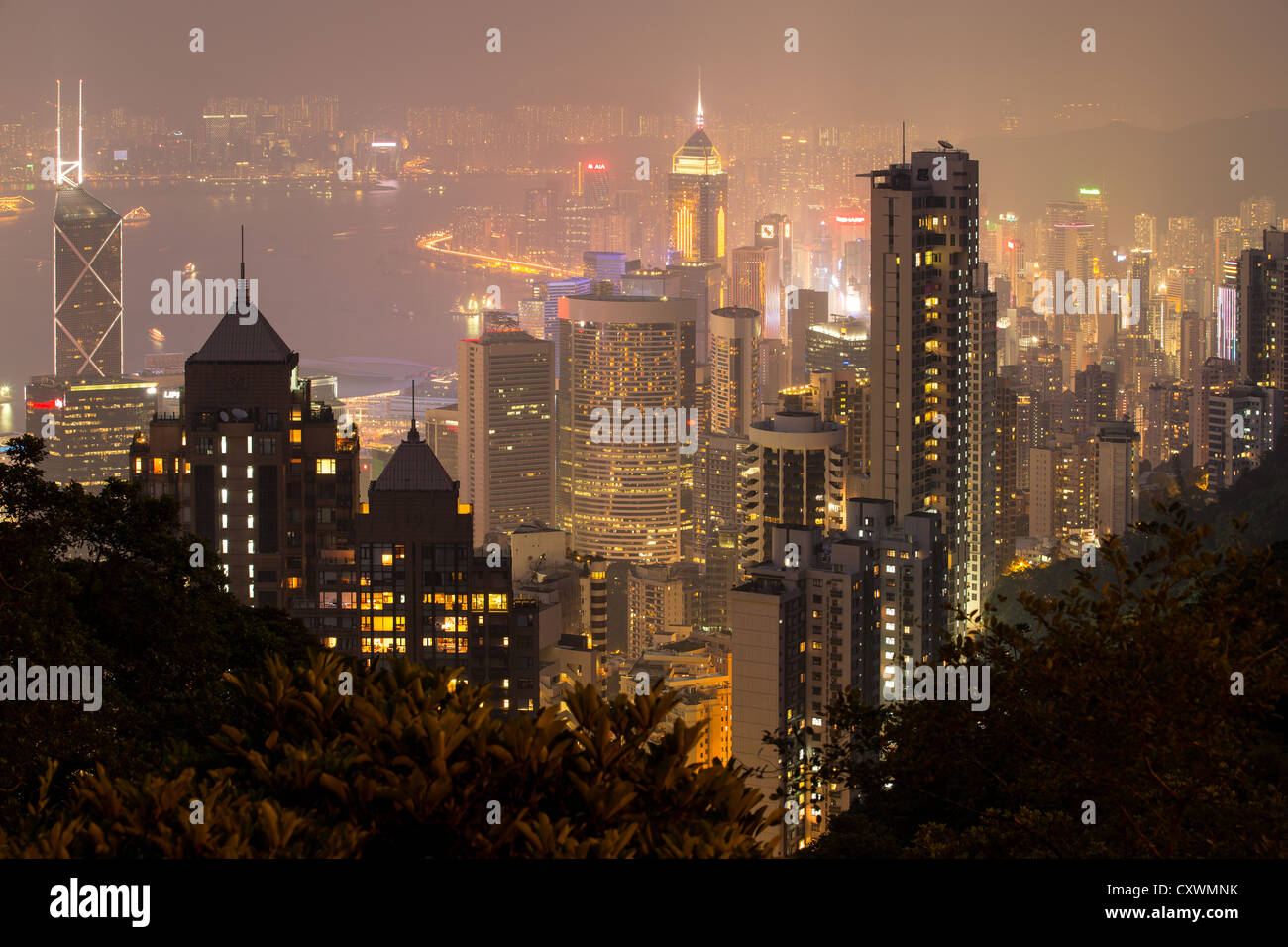Night panorama of Hong Kong from Victoria peak Stock Photo - Alamy