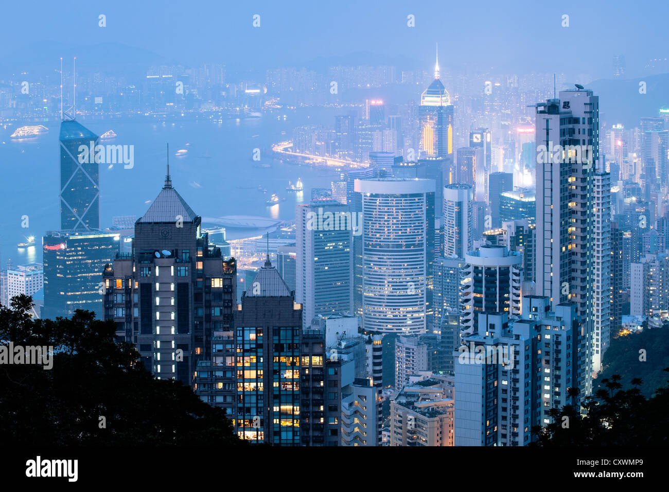 Night panorama of Hong Kong from Victoria peak Stock Photo - Alamy