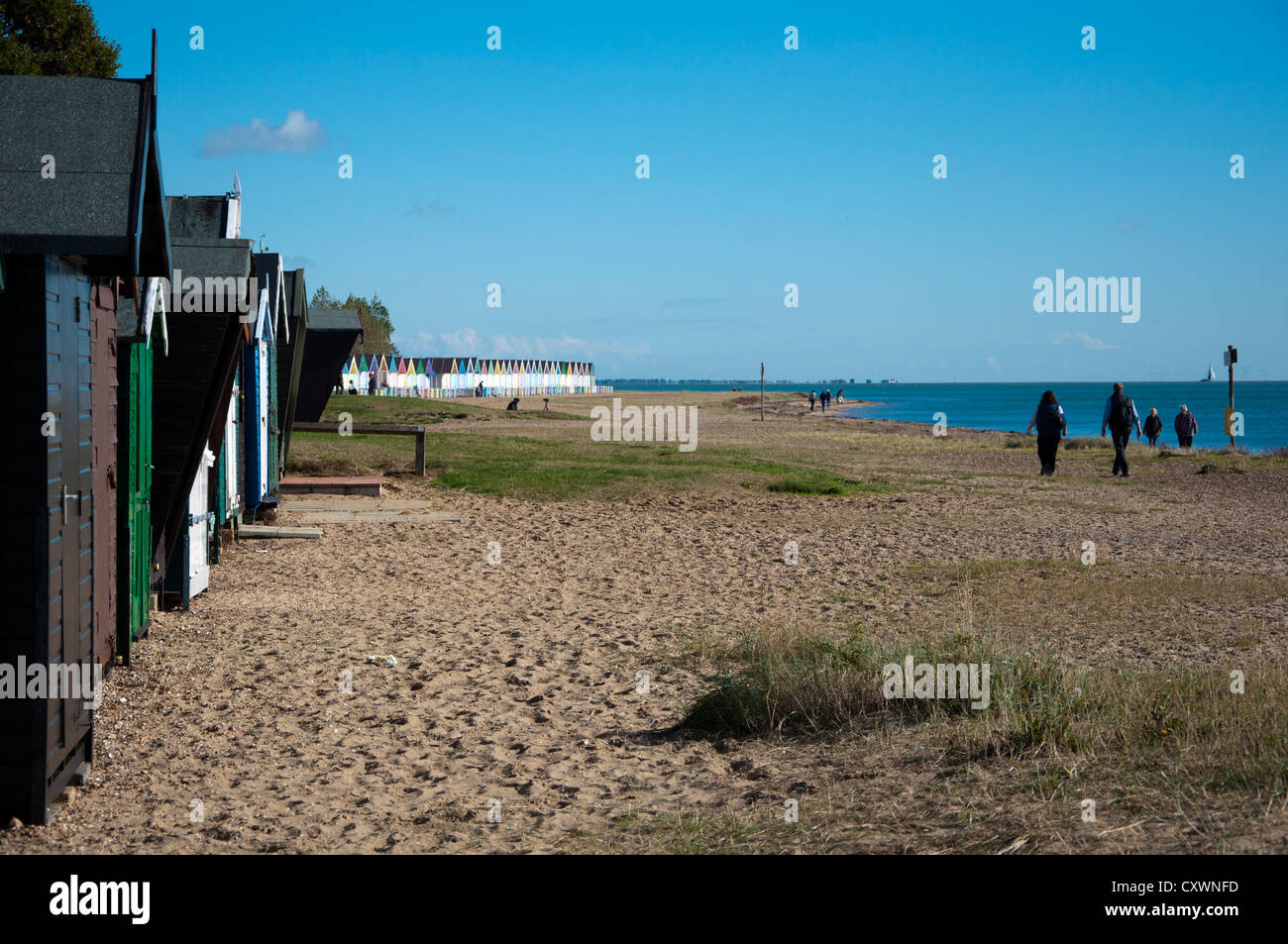 West Mersea and beach huts Stock Photo
