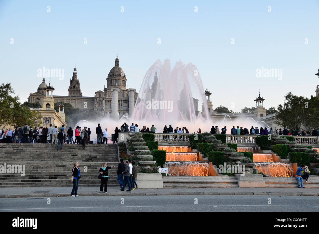 Font Magica in Barcelona at dawn Stock Photo