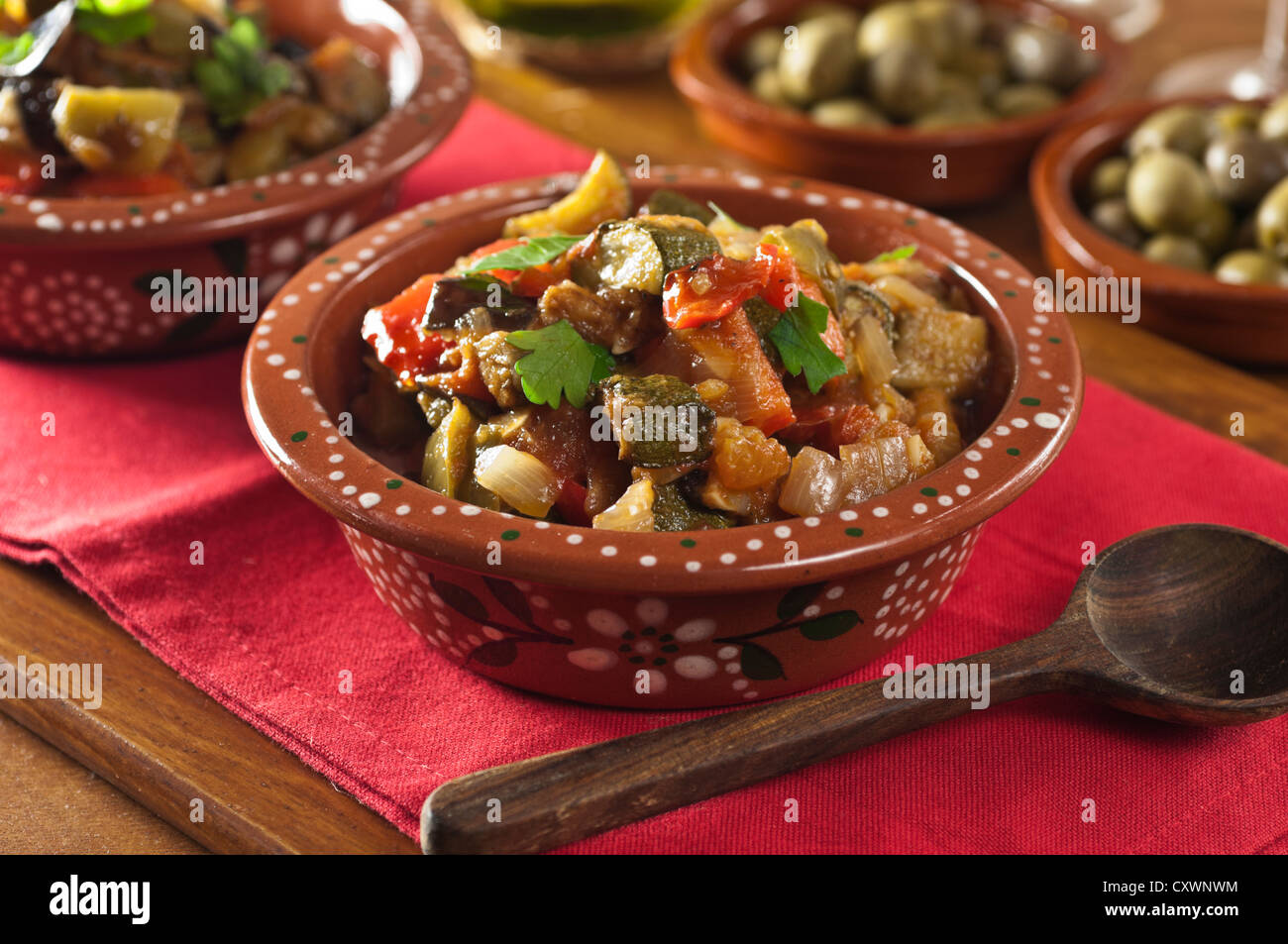 Pisto Manchego Spanish vegetable stew Stock Photo Alamy