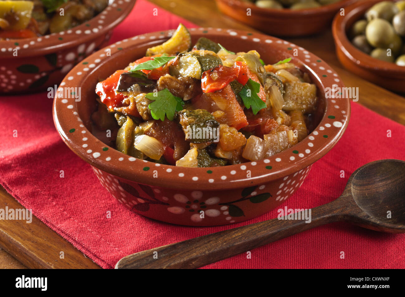Pisto Manchego Spanish vegetable stew Stock Photo Alamy
