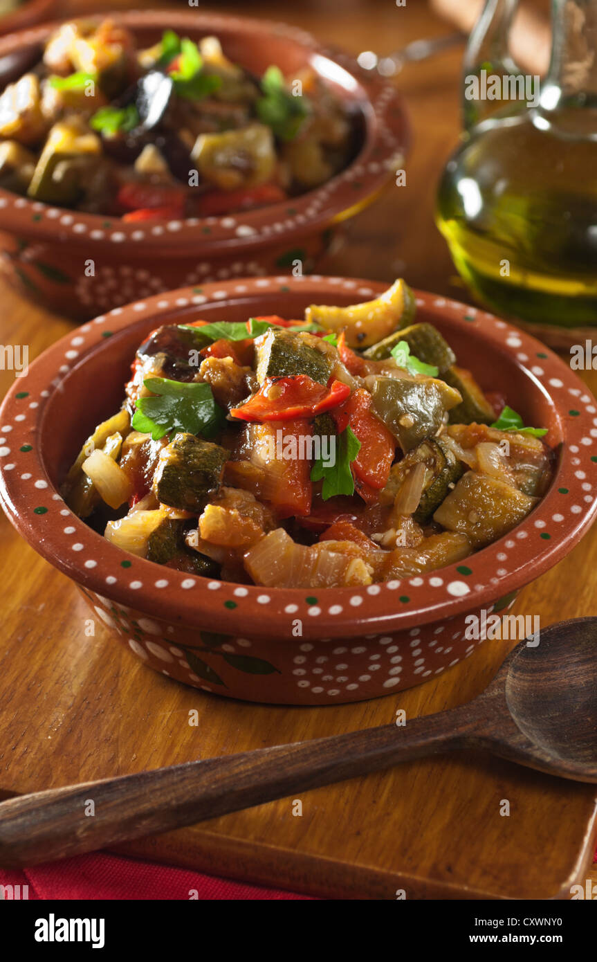 Pisto Manchego Spanish vegetable stew Stock Photo Alamy