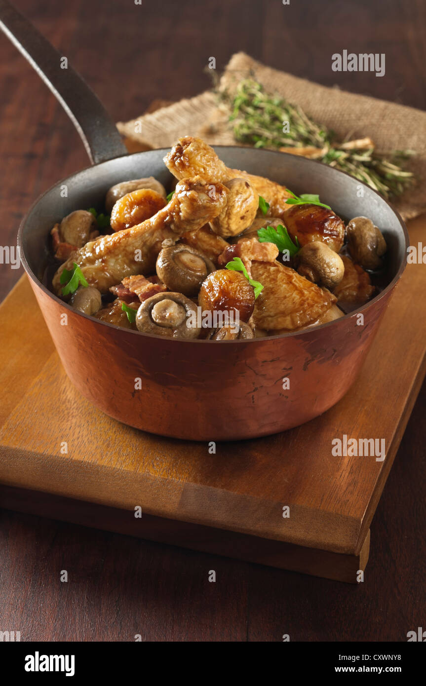Coq au vin Chicken in red wine sauce France Food Stock Photo Alamy