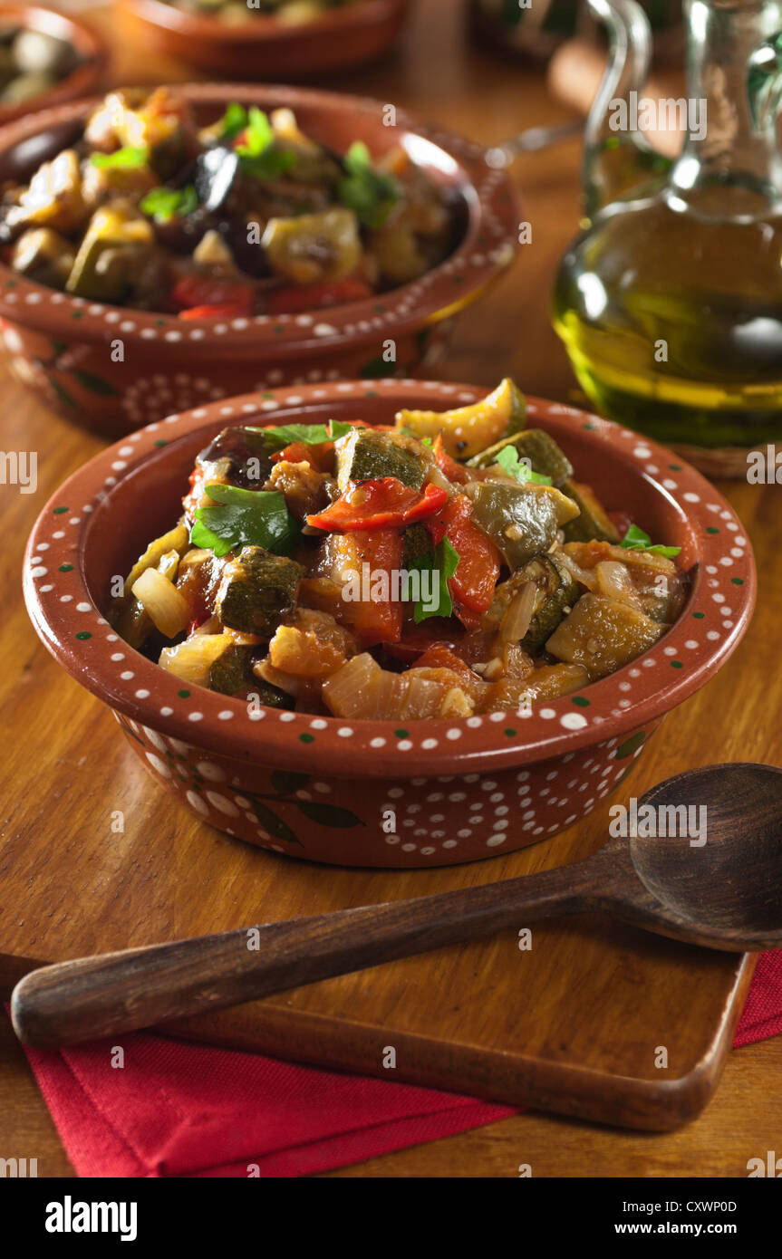 Pisto Manchego Spanish vegetable stew Stock Photo Alamy