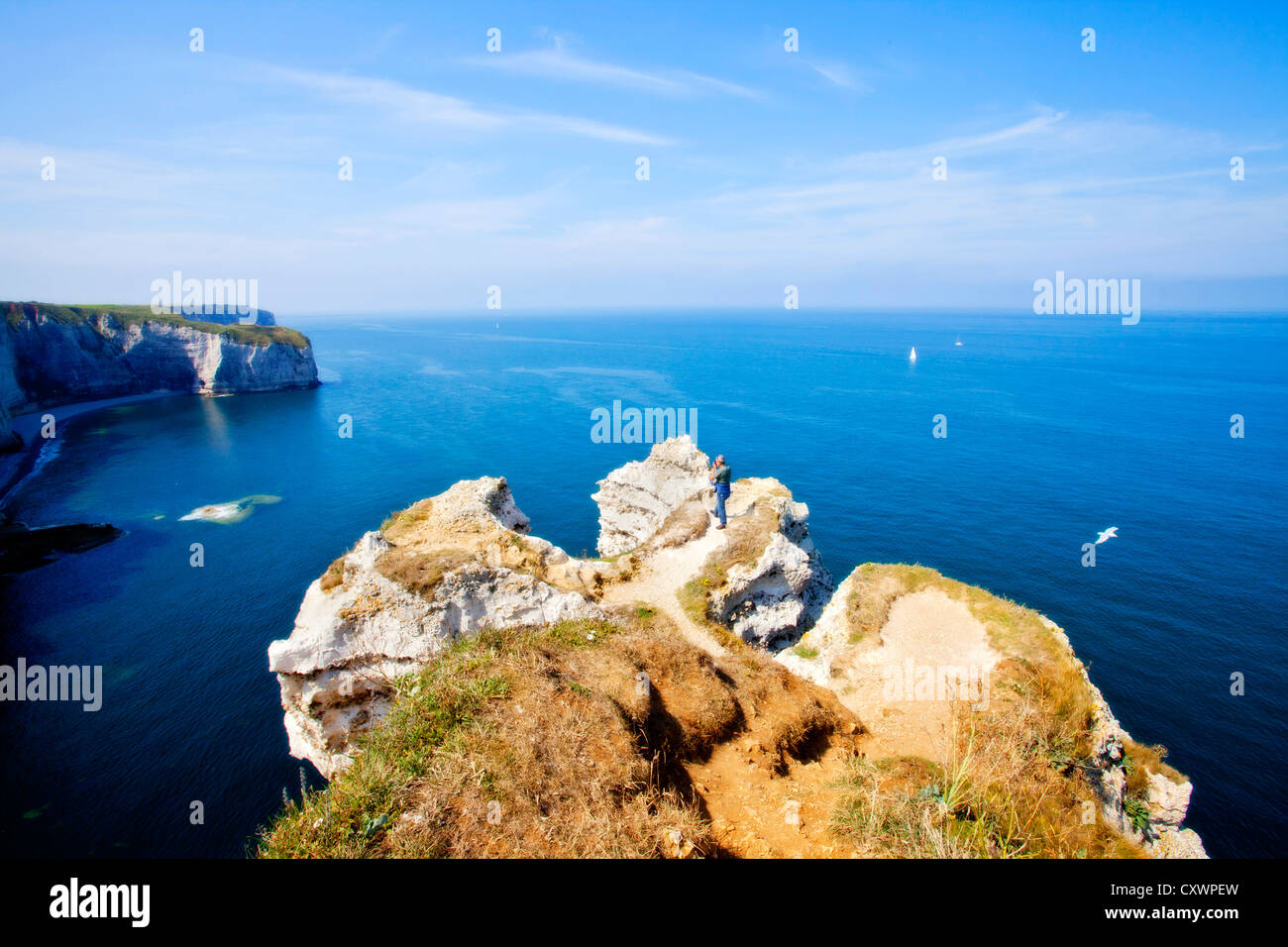 Aerial view of cliffs overlooking ocean Stock Photo Alamy