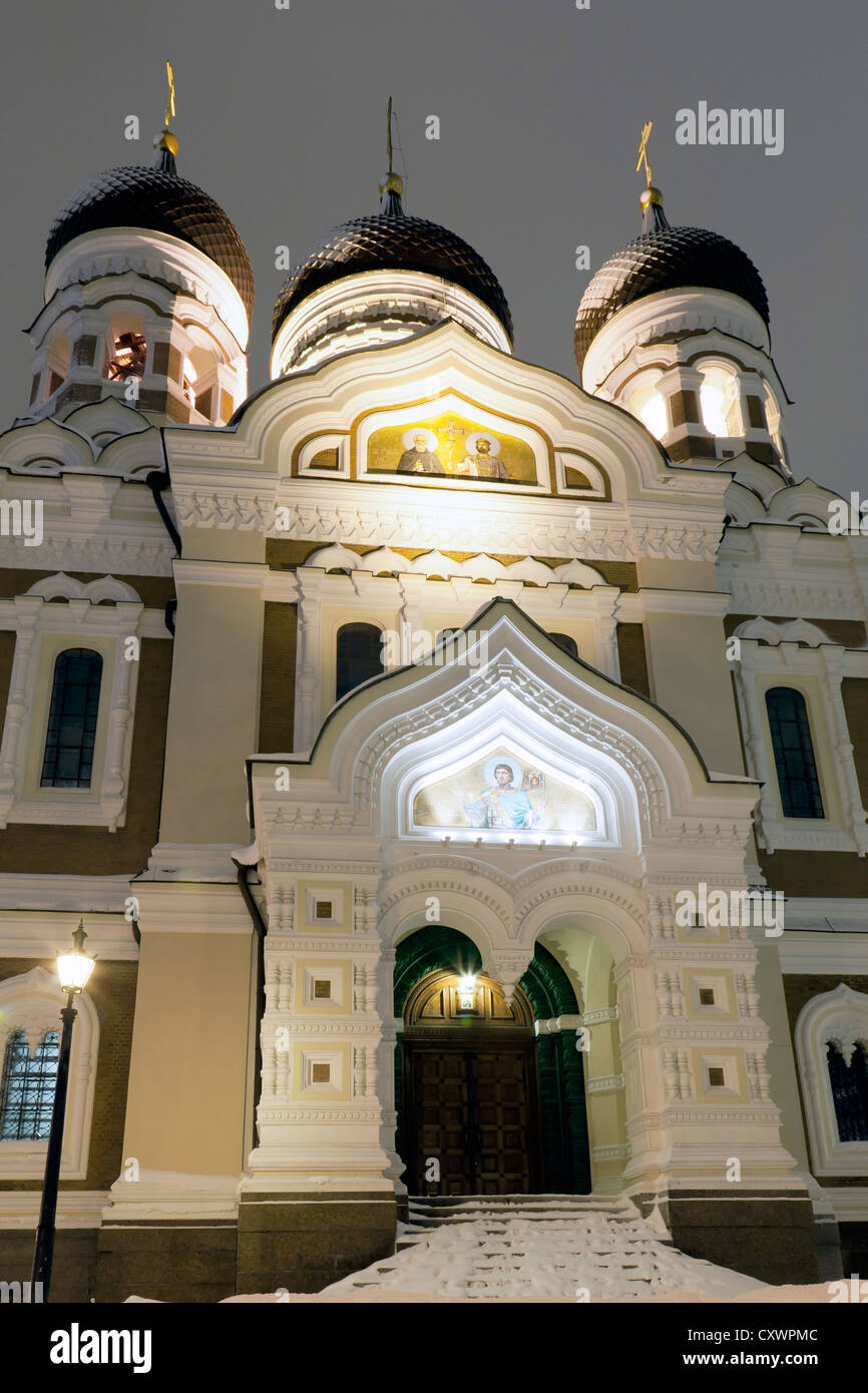 Designed by the Russian architect Mikhail Preobrazhenski, Alexander Nevsky Cathedral, in Tallinn, was built in 1900. Stock Photo