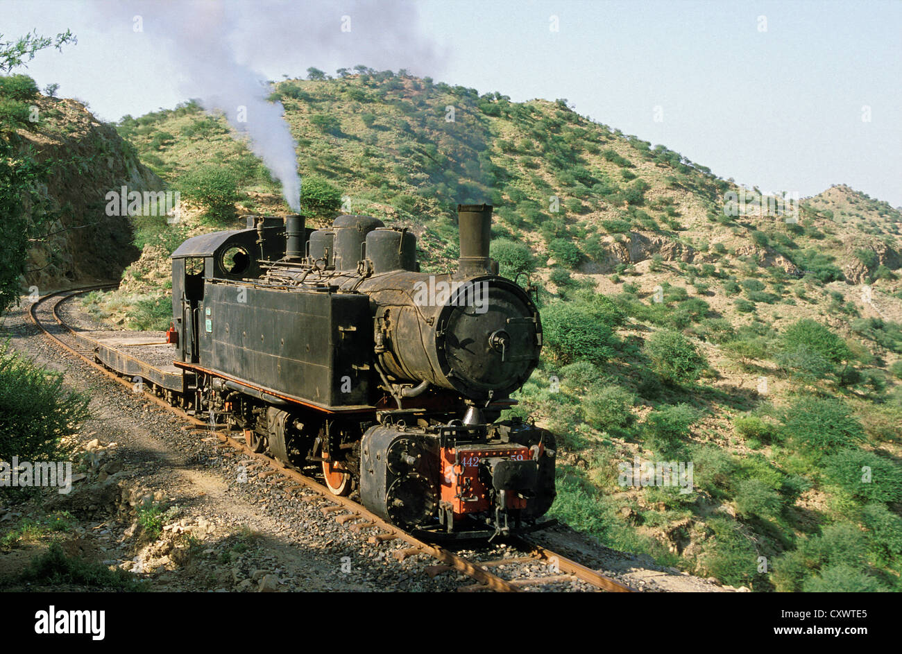 4 cylinder Compound 0-4-4-0T Mallet 442 59 Italian built by Ansaldo is seen at Digdigta 36km from Masawa and 5km from Maiattalon Stock Photo