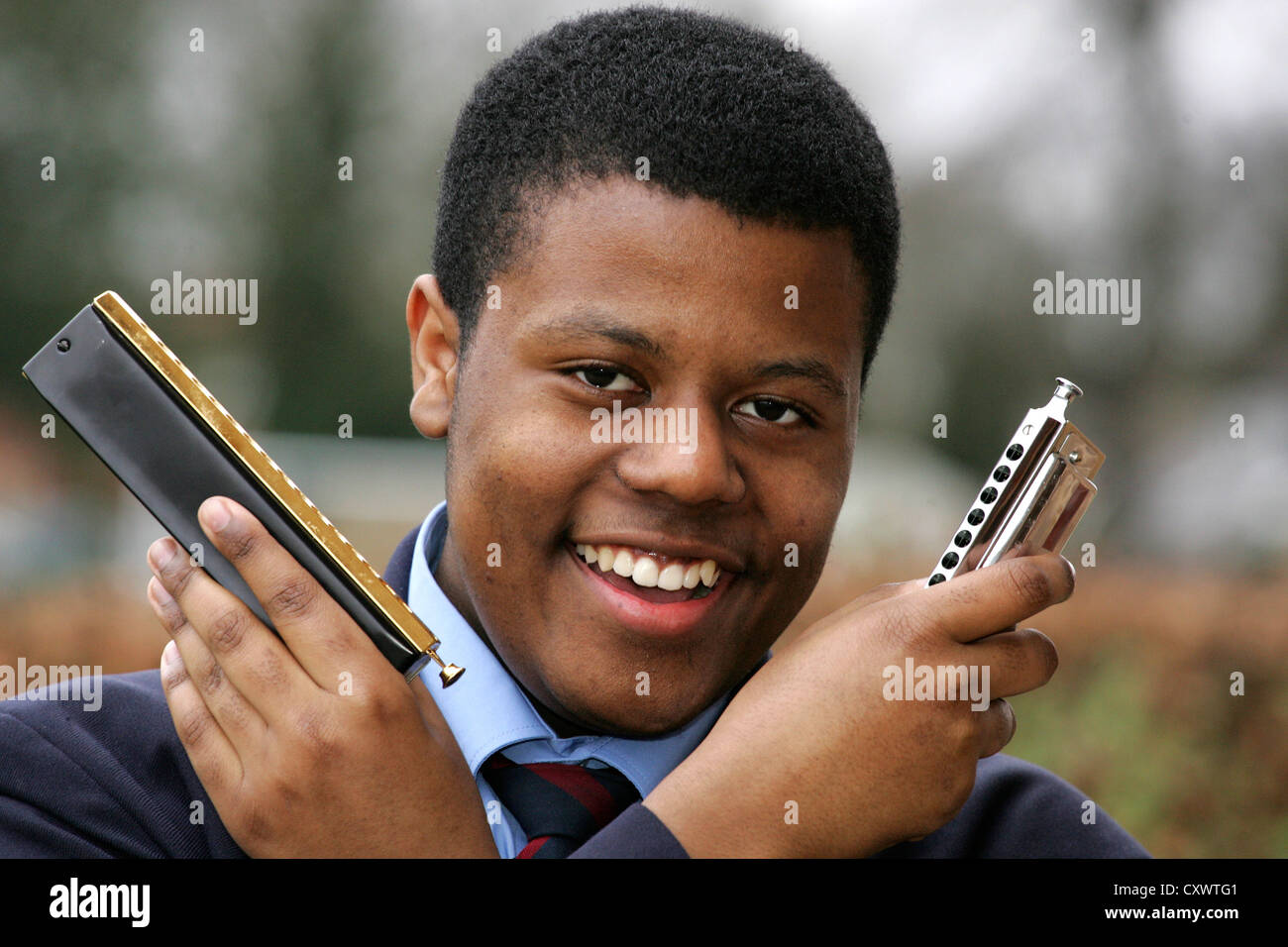 Harmonica player Philip Achille pictured when a pupil at Solihull