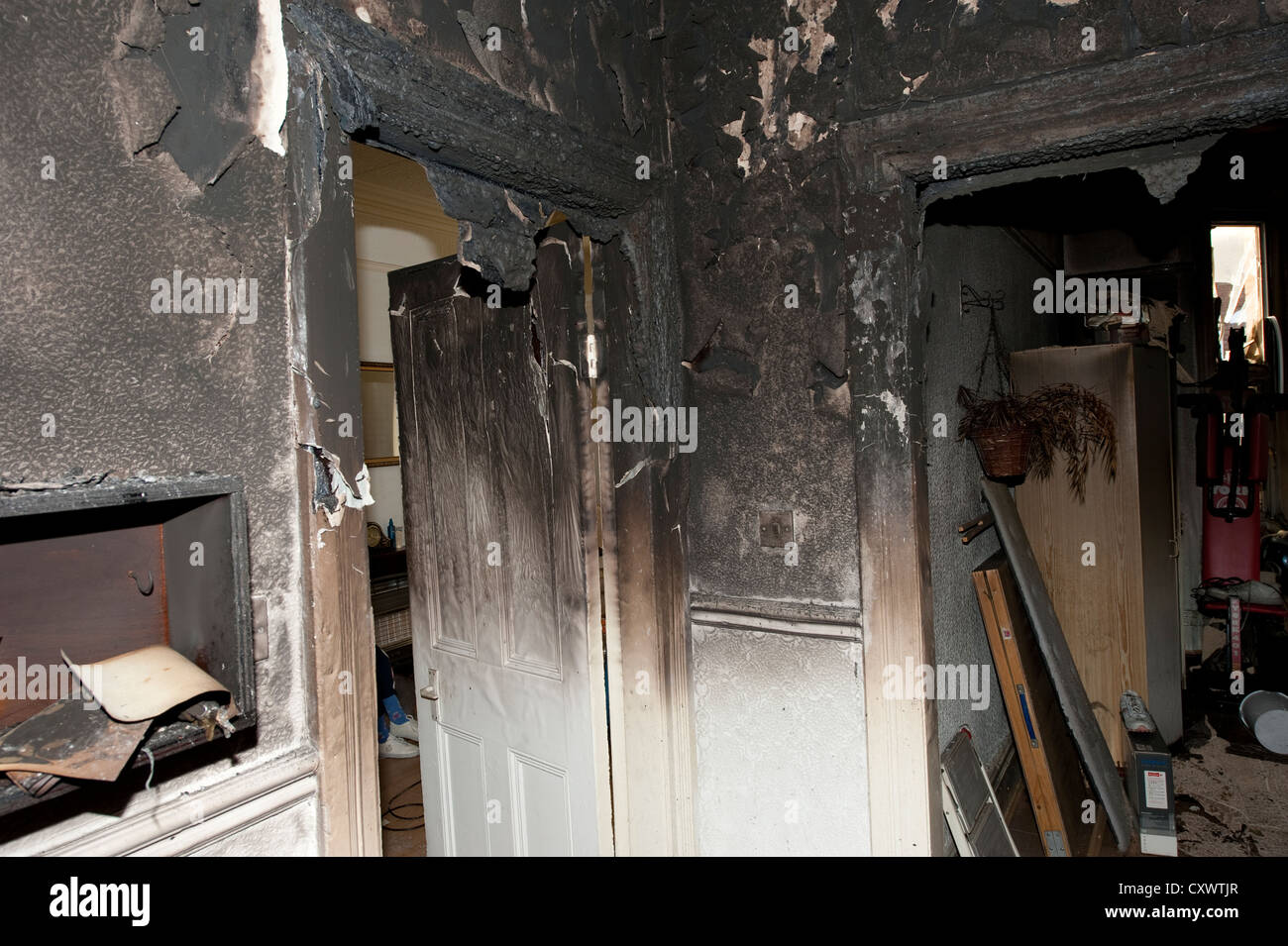Severe house kitchen fire UK Stock Photo Alamy